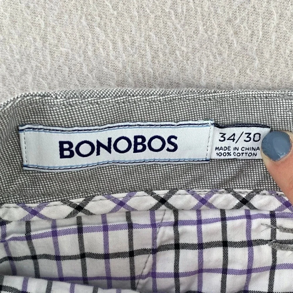 Bonobos‎ Chino Pants Mens 34x30 Gray Casual Cotton Straight Leg Trousers Career